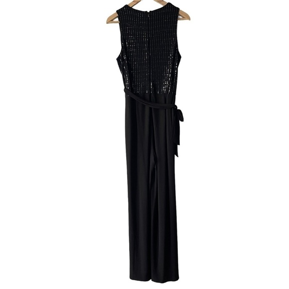 ❌SOLD ❌Anne Klein High Waist Wide Leg Black Sequins Jumpsuit with tie Waist size - Picture 2 of 10